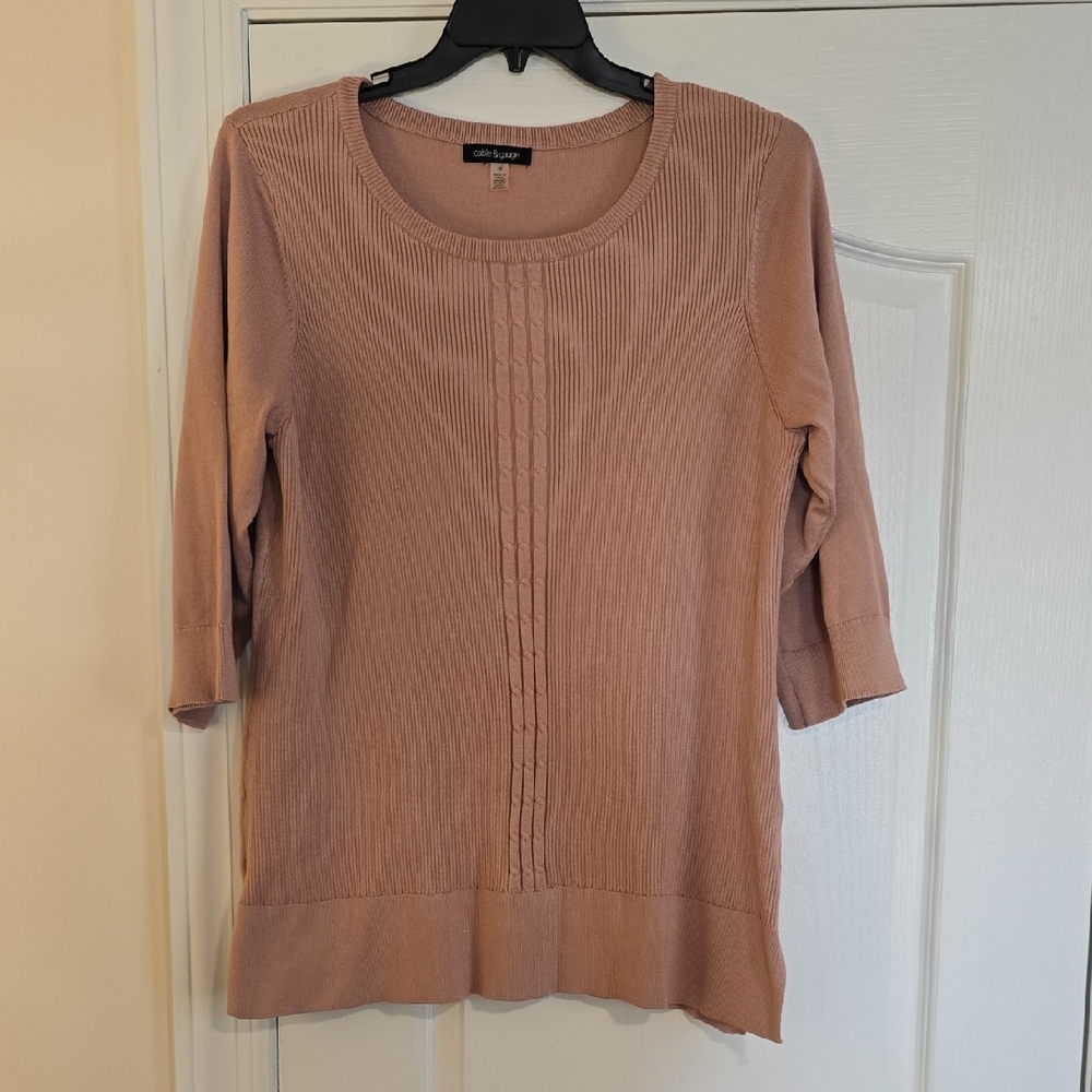 Cable & Gauge Women's Pink Scoop Neck Sweater